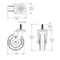 31-SM10D4-5 MODULAR SOLUTIONS ALUMINUM CASTER<br>4" SWIVEL, M10 STEM